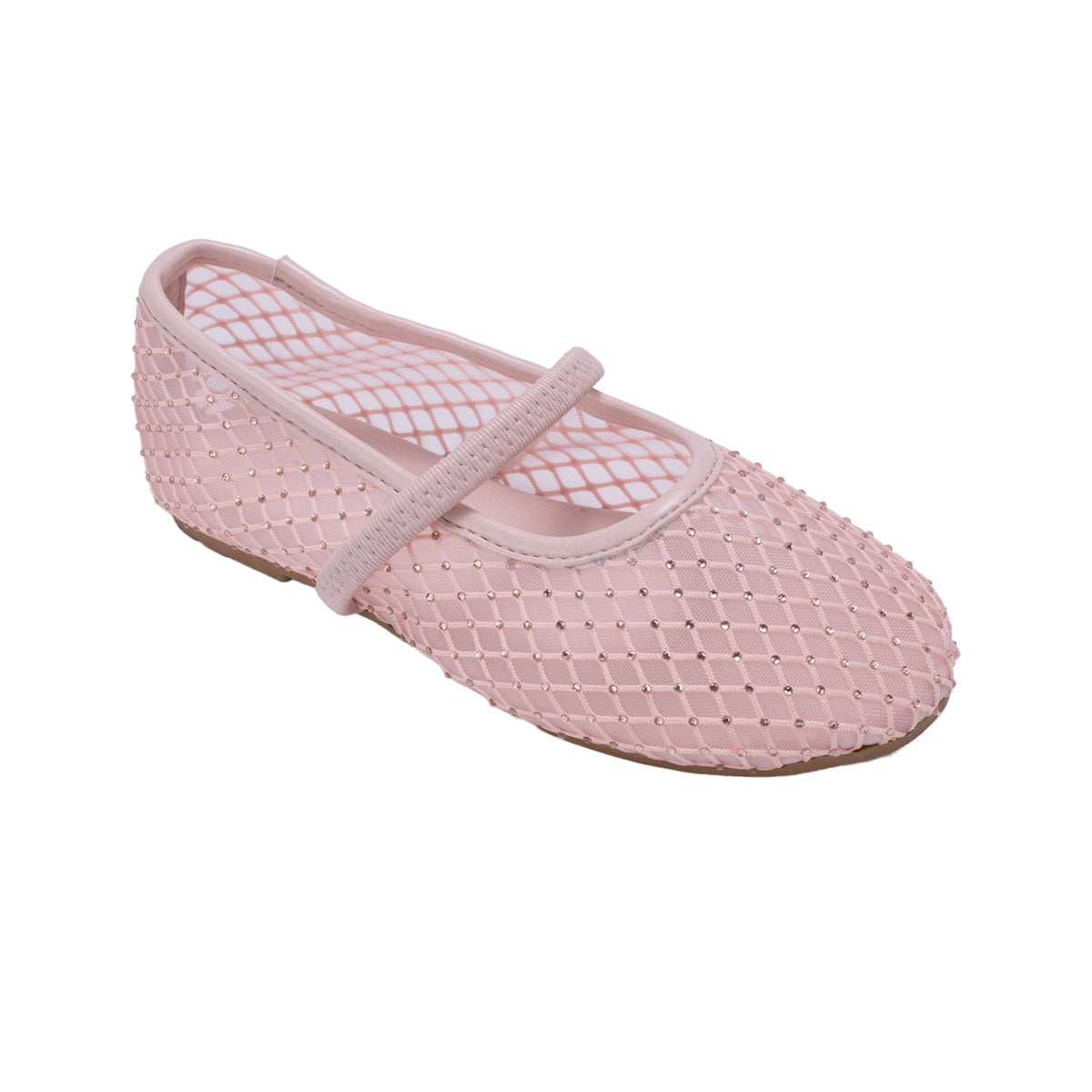 Bebe Toddler Girl Flats w/ Fishnet & Rhinestones