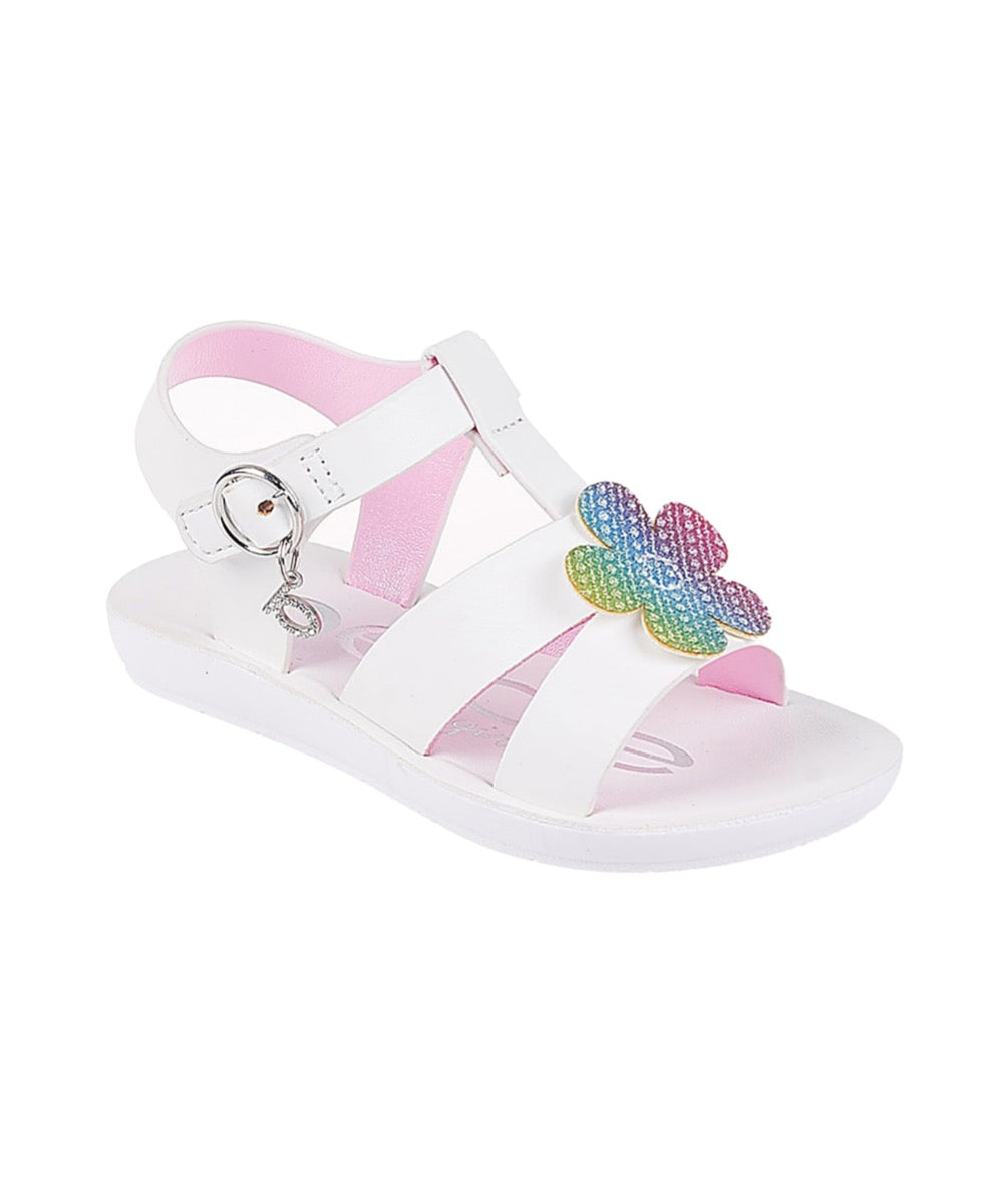 Bebe Toddler Girl's Strap Sandals w/ Rainbow Daisy
