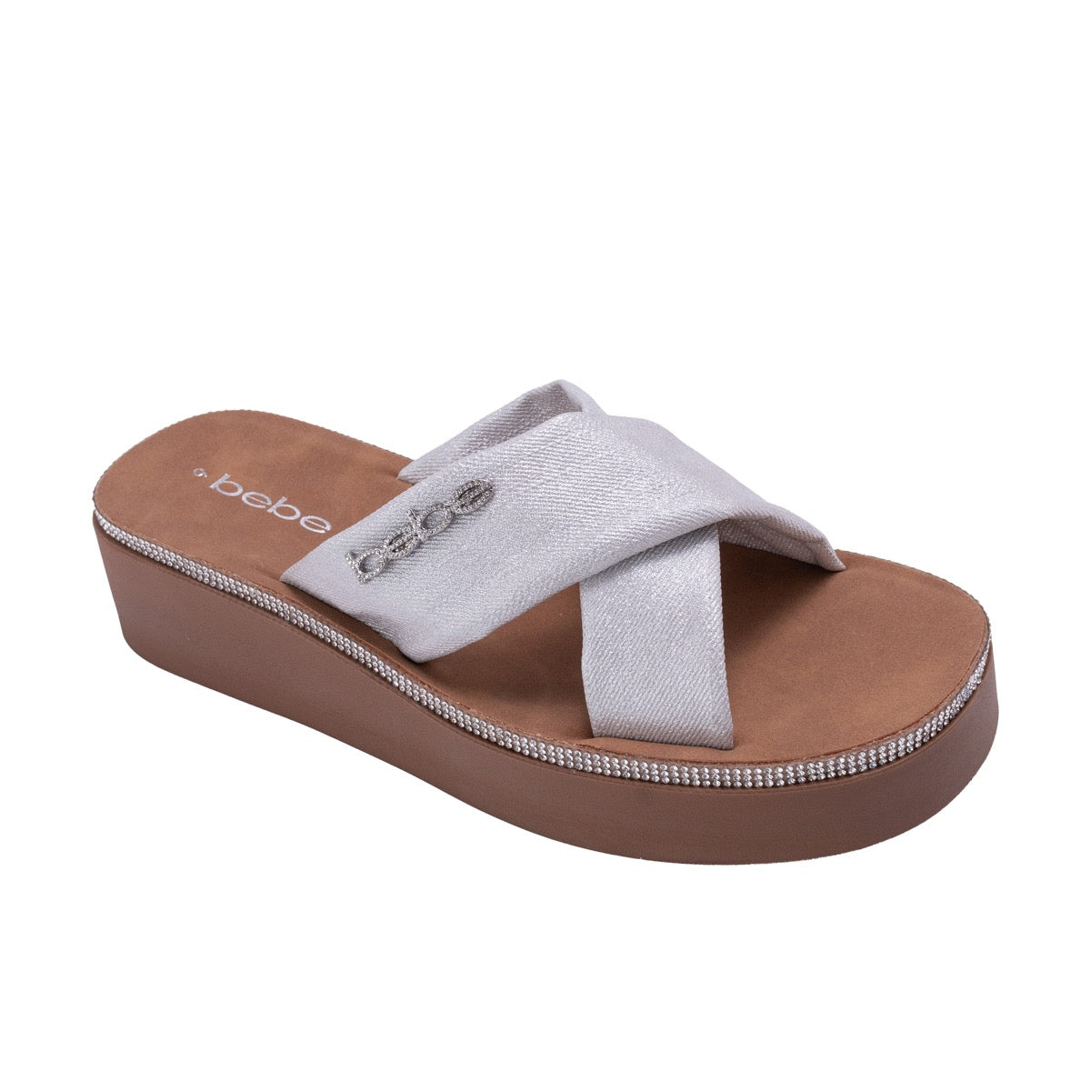 Bebe Women's Wedge Sandals w/ Crossover Straps & Bebe Logo