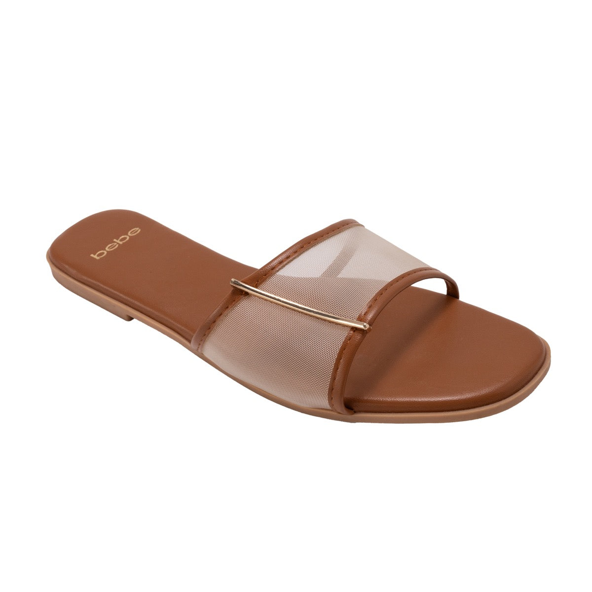 Bebe Women's Fashion Slide Sandals w/ Mesh Vamp & Metal Hardware