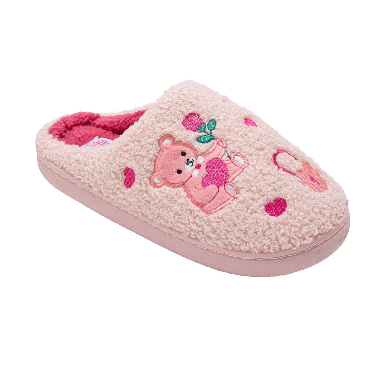 Women's Sherpa Mule Slippers w/ Bear Embroidery