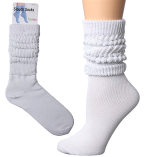 Women's Ribbed Heavy Weight Slouch Socks - White