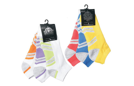 Men's Designer Athletic Ankle Socks w/ Heathered Heel & Chevron Patterns - Pastel Colors -3-Pair Packs