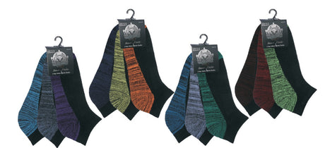 Men's Designer Athletic Ankle Socks w/ Two Tone Heathered Sole - 3-Pair Packs