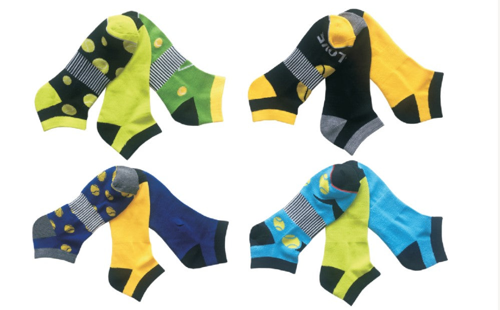 Men's Designer Athletic Ankle Socks w/ Tennis Print - Pair Packs