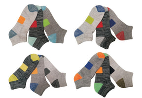 Men's Designer Heathered Athletic Ankle Socks w/ Two Tone Heel