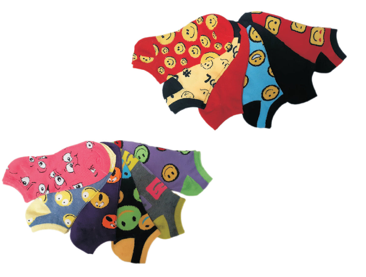 Women's Low Cut Novelty Socks - Emoji Print - Size 9-11 - 6-Pair Packs