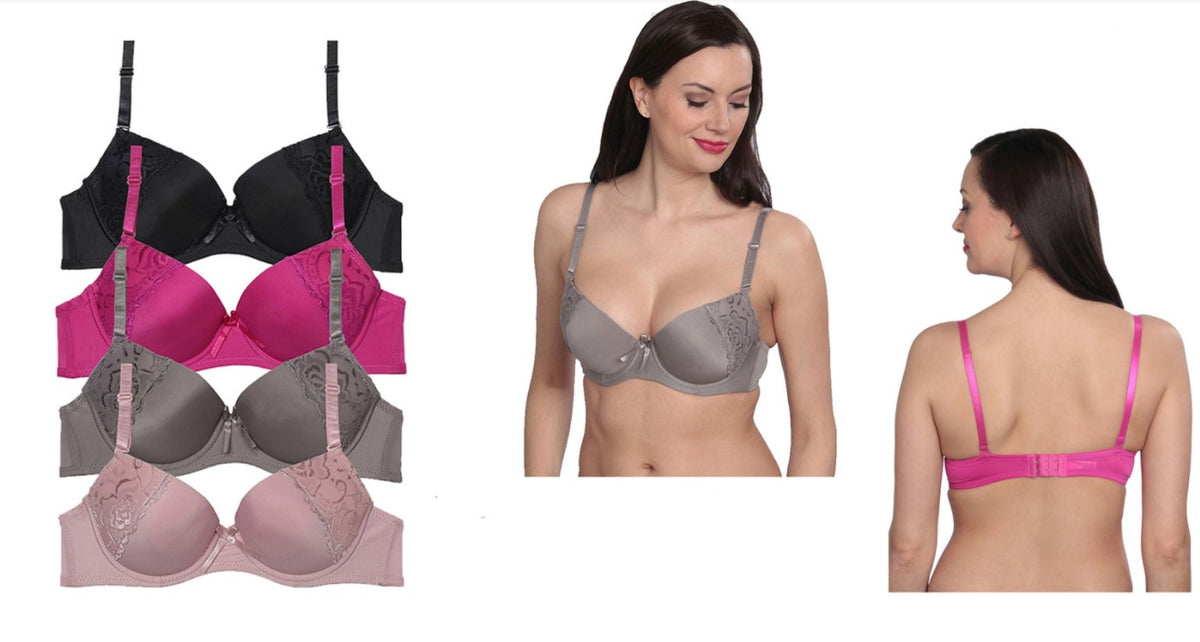 Women's Underwire Bras w/ Embroidered Rose Pattern - Full Figure Sizes 36C-42D
