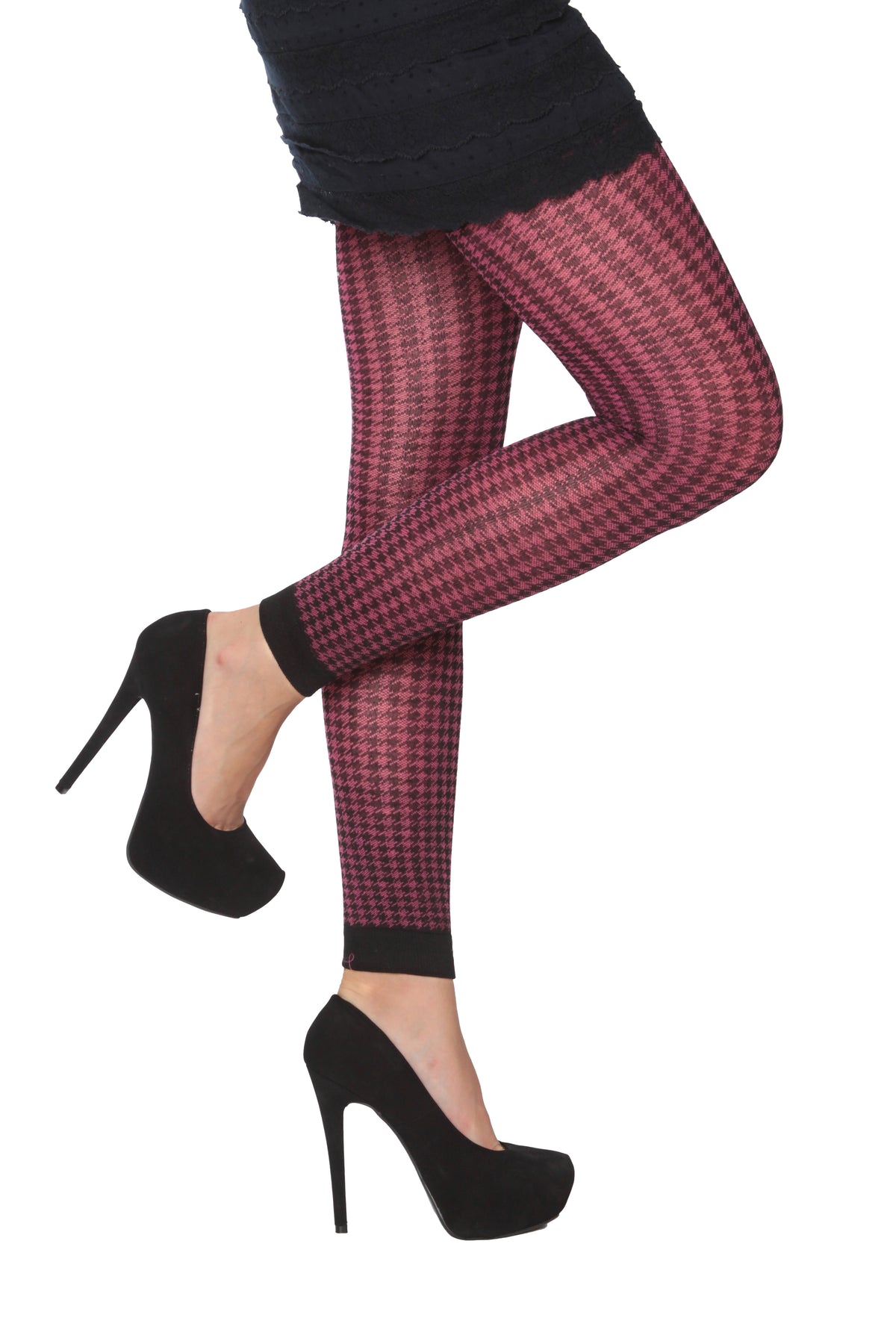 Women's Textured Fishnet Leggings - Black 