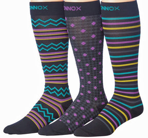 Men's Compression Socks - Size 9-11 - Navy w/ Contrast Prints