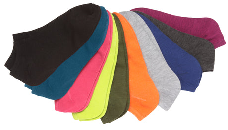Women's No Show Novelty Socks - Assorted Colors - 10-Pair Packs - Size 9-11