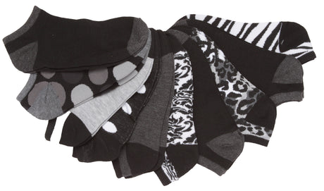 Women's No Show Novelty Socks - Assorted Colors - 10-Pair Packs - Size 9-11