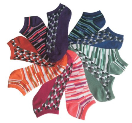 Women's No Show Novelty Socks - Argyle Patterns - 10-Pair Packs - Size 9-11