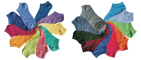 Women's No Show Novelty Socks - Colorful Heathered Print - 10-Pair Packs - Size 9-11