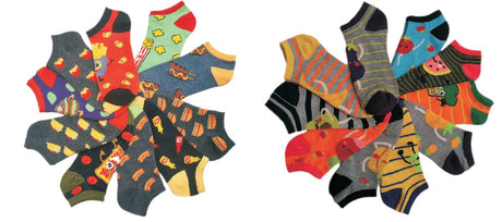 Women's No Show Novelty Socks - Food Print - 10-Pair Packs - Size 9-11