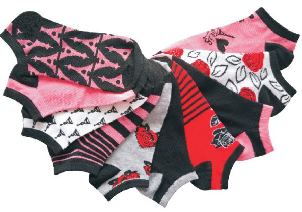Women's No Show Novelty Socks - Eiffel Tower & Rose Print - 10-Pair Packs - Size 9-11