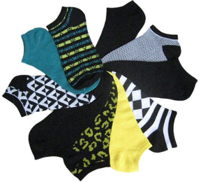 Women's No Show Novelty Socks - Assorted Patterns - 10-Pair Packs - Size 9-11