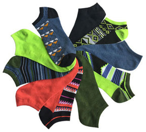 Women's No Show Novelty Socks - Assorted Patterns - 10-Pair Packs - Size 9-11
