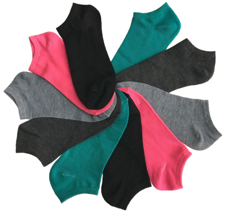 Women's No Show Novelty Socks - Assorted Patterns - 10-Pair Packs - Size 9-11