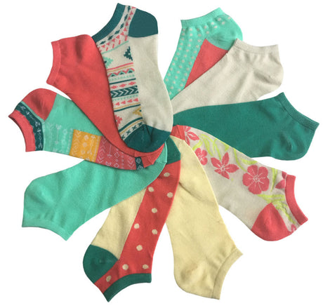 Women's No Show Socks - Assorted Colors - 10-Pair Packs - Size 9-11