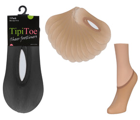 Women's No-Show Sheer Ped Sock Footliners - 3-Pair Packs - Choose Your Color(s)