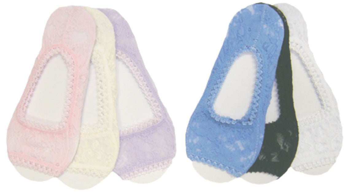 Women's Ped Socks - Open Toe Lace - 3-Packs - Size 9-11