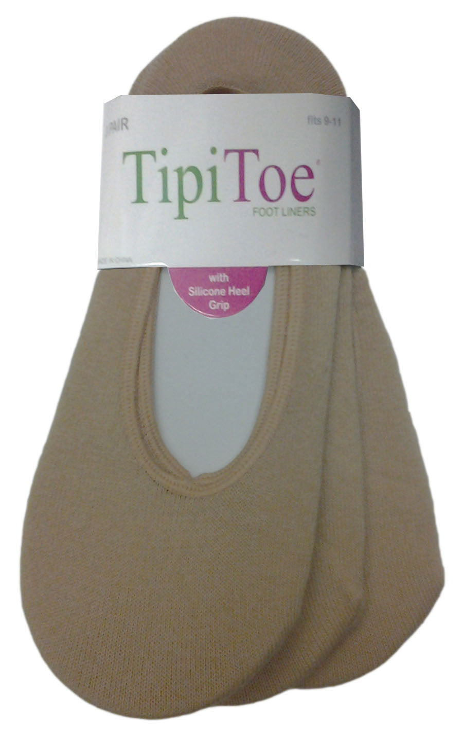 Women's Ped Socks w/ Silicone Heel Grip - Cream - 3-Packs - Size 9-11