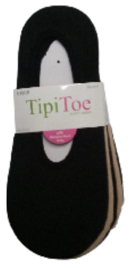 Women's No-Show Ped Sock Footliners w/ Silicone Heel Grip - Size 9-11 - 5-Pair Packs