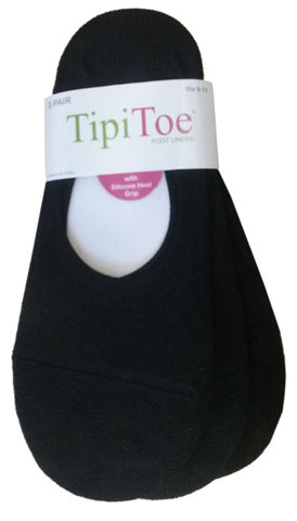 Women's No-Show Ped Sock Footliners w/ Silicone Heel Grip - Size 9-11 - 3-Pair Packs