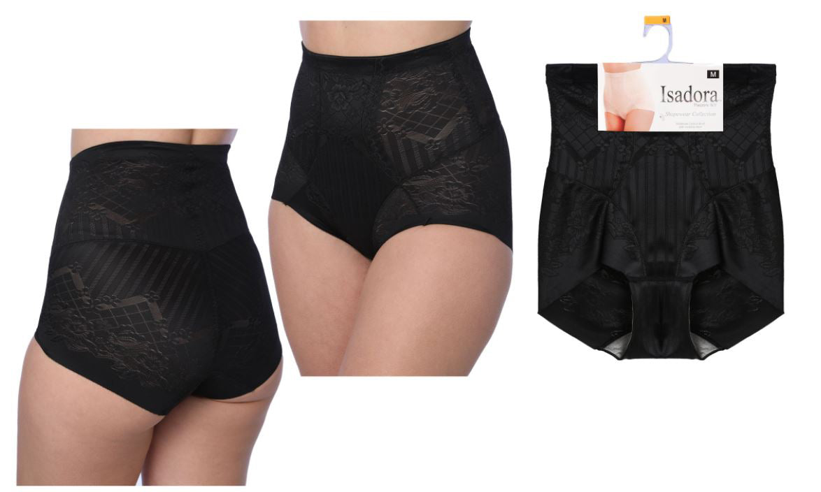 Women's Moderate Control Shapewear Girdle Briefs w/ Seamless Hem - Black