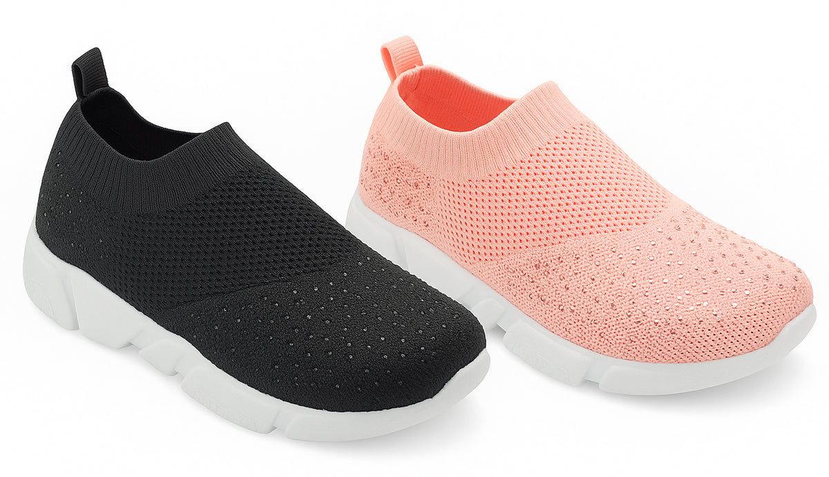 Girl's Rhinestone Embellished Slip-On Mesh Sneakers