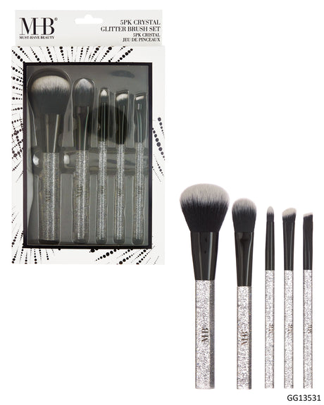 MHB (Must Have Beuaty) Premium Crystal Glitter Brush Set - Black - 5-Pack