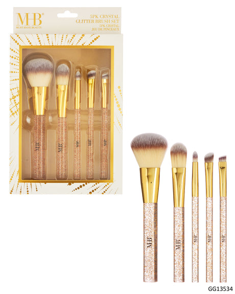 MHB (Must Have Beuaty) Premium Crystal Glitter Brush Set - Gold - 5-Pack