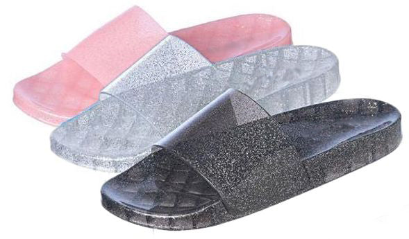 Coastal Kicks Women's Glitter Jelly Slide Sandals