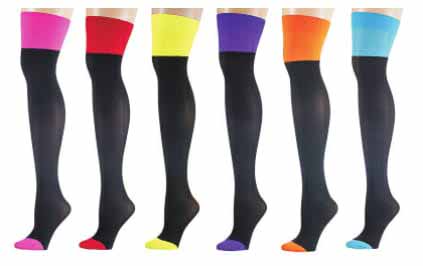 Women's Over the Knee Socks w/Contrast Top Opaque - Size 9-11