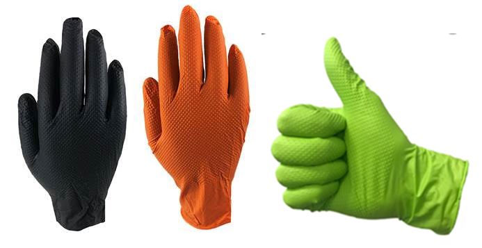 Powder Free Full Textured Nitrile Gloves - Assorted Colors - XL