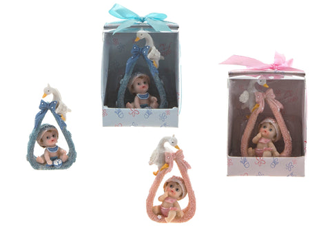 Gender Reveal Baby & Stork Sitting on Towel w/ Embroidered Gems - Choose Your Color(s)