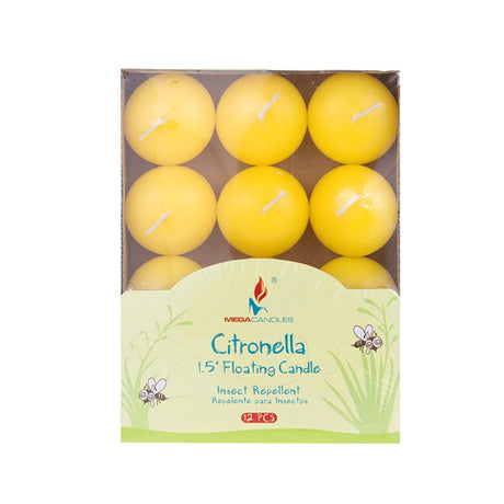 1.5" Citronella Floating Disc Insect Repellent Candles w/ Designer Packaging - 12-Pack - Choose Your Color(s)