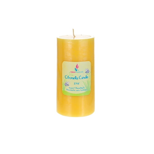 3" x 6" Round Insect Repelling Citronella Pillar Candles - Choose Your Color(s)