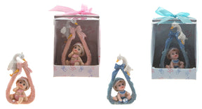 Baby Sitting on Towel w/ Stork Poly Resin
