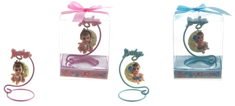 Baby Sitting on Swing Moon Poly Resin