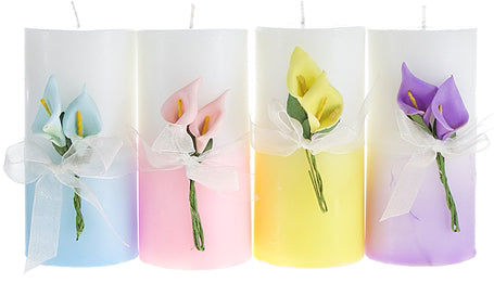 2.5"x3" Dual Color Scented Pillar Candle with Flower