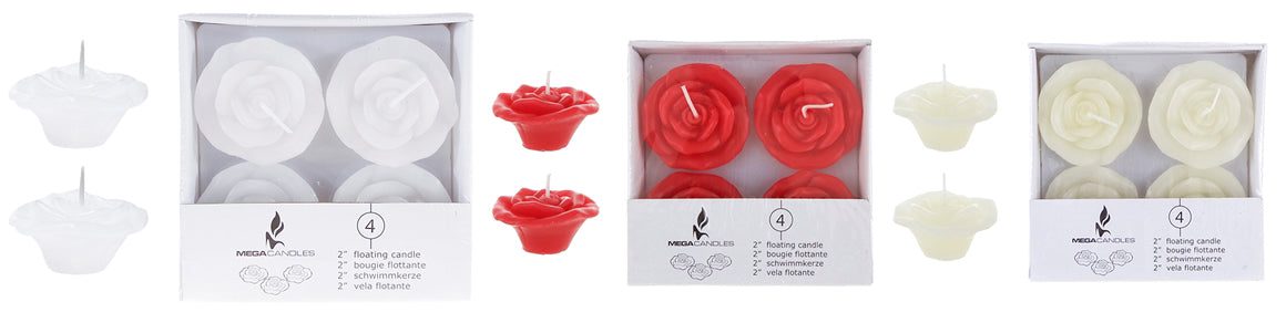 2" Unscented Floating Flower Candles in White Box