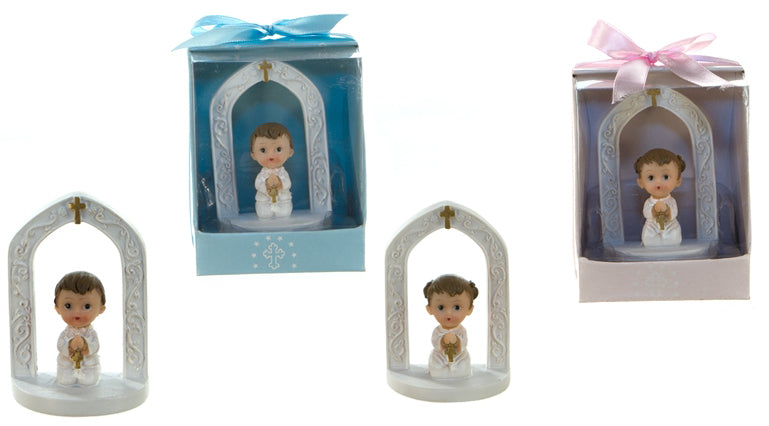 Baby Praying Under Arch Poly Resin