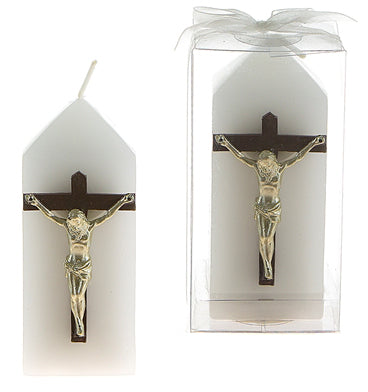 Jesus on Cross Obelisk Pillar Candles