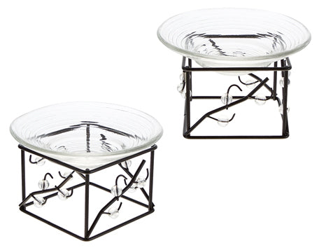 Metal Candle Holder w/ Glass Plate