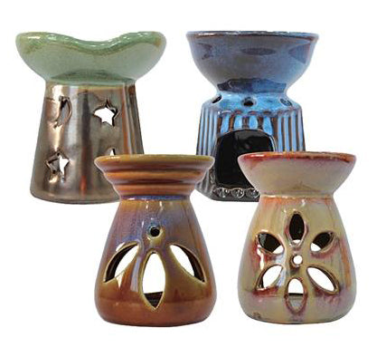4" Oil Burner w/ 1 Bottle of Oil in Tan Box - Asst