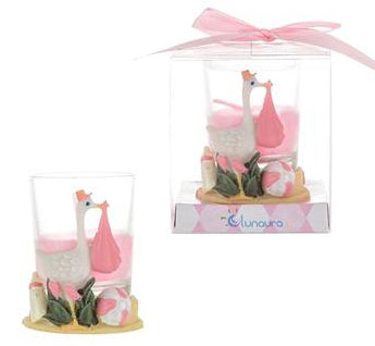 Stork w/ Infant Poly Resin Candle Set