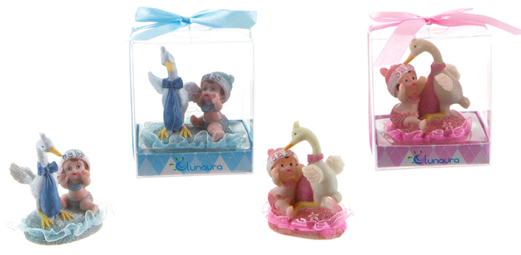Baby Playing with Stork Poly Resin
