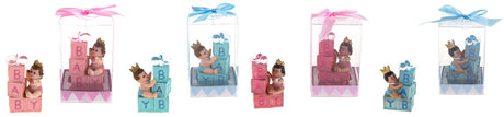 Baby with Crown Sitting on Blocks Poly Resin